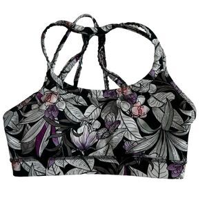 GAIAM Athletic Yoga Top Black Floral Animal Print Sports Bra SZ S